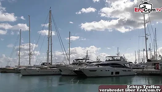 German outdoor blowjob of two women on vacation in Mallorca