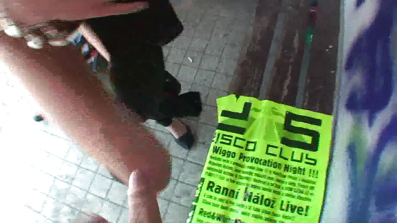 Picked up brunette teen blowing and riding two dicks