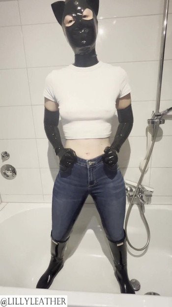 Memorable moment from "Latex teen girl is pissing in rubber boots and jeans"