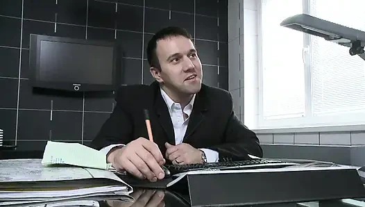 Blonde Secretary Sucks and Rides Huge Cock Hard