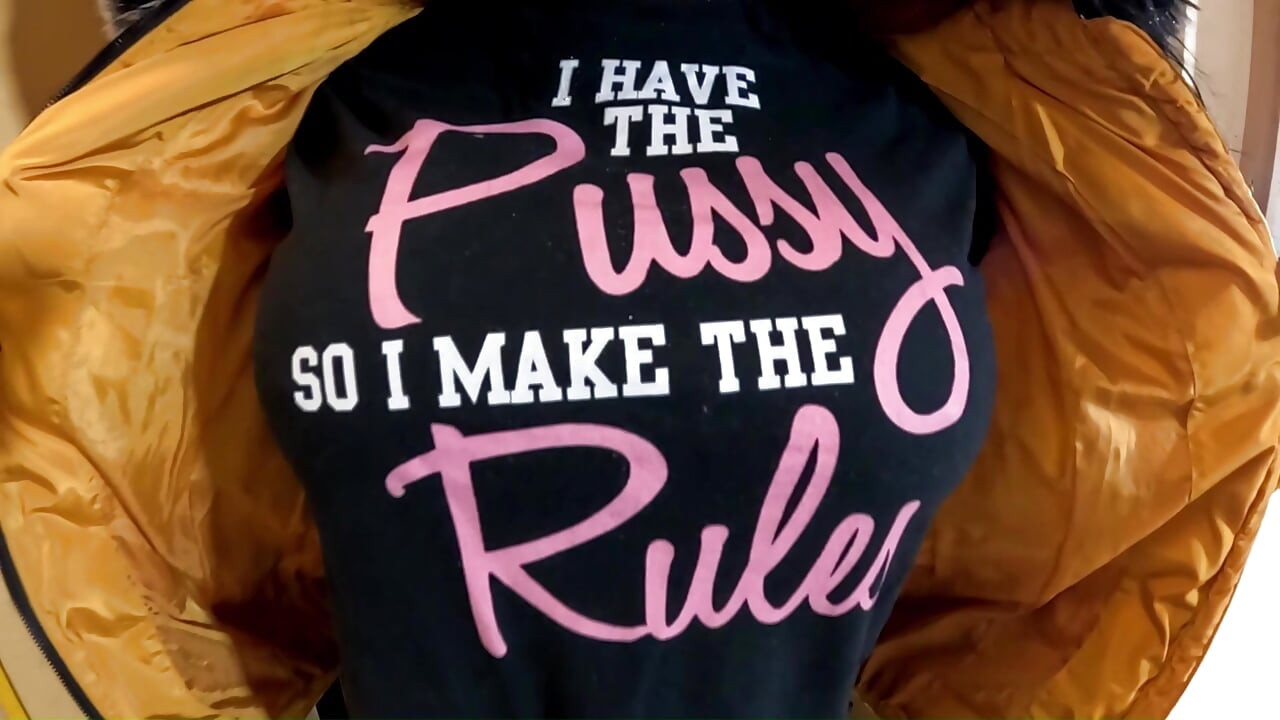 Shiny Yellow Downjacket BJ - Pussy Rules Shirt and Double Cum on My Clothes