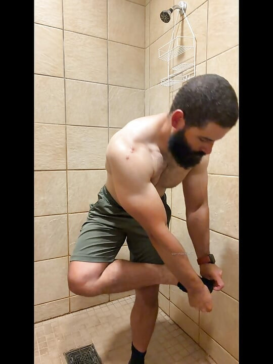 Sweaty Gym Strip Down and Dildo Fuck
