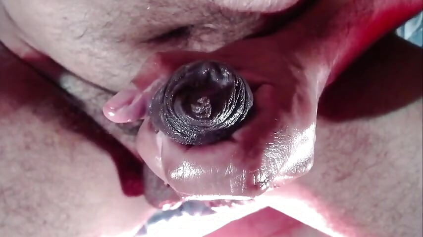 Masturbation with a Lot of Saliva on Uncut Cock