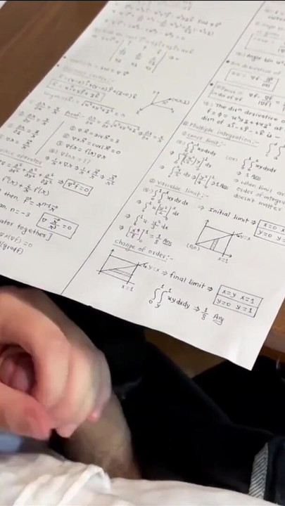 Busty SCHOOLGIRL HANDJOB to a CLASSMATE under the table at math class | Clip 1