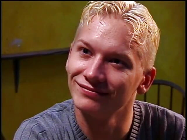 Blonde boy gets his tight ass fucked hard by a manly dude in a bar