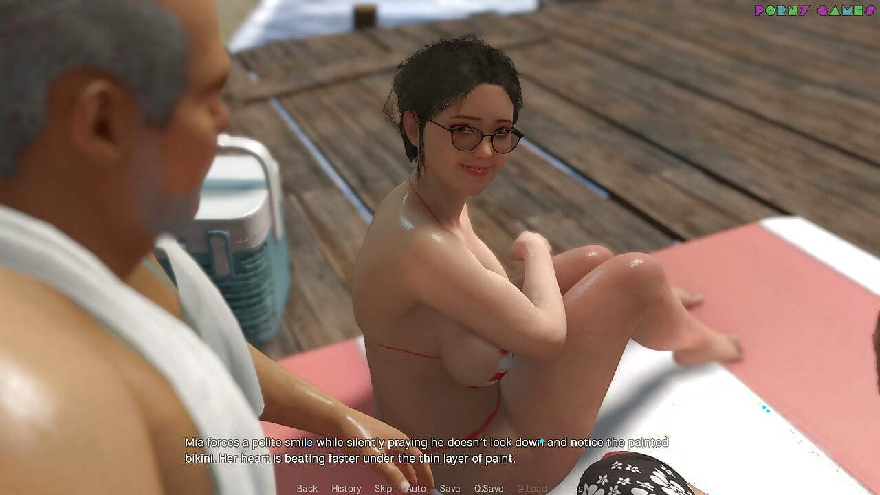 Friendly Housewife by White Foam - Wearing Only Body Paint on the Beach, Naughty Dare for the Housewife 11