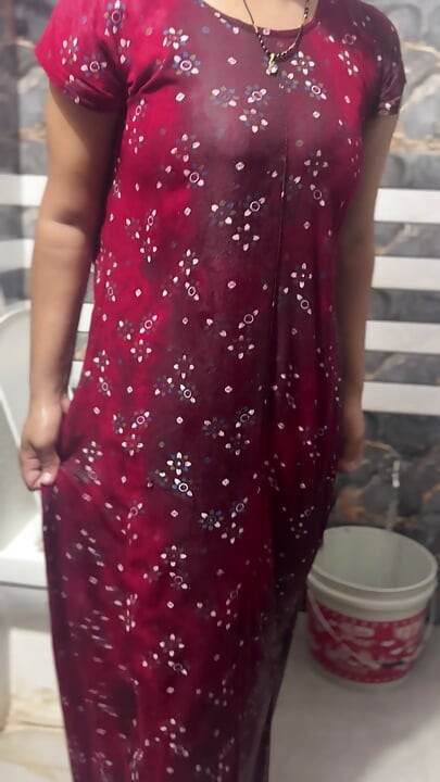 The wife got naked in the bathroom and started taking a bath