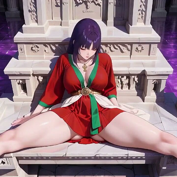 From the Ancient Pool to Sun-drenched Bedroom, She Goes From Kneeling Poses to Bare Legs Spread Wide