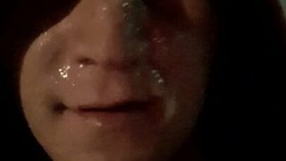 Cum on face and sperm walk to home