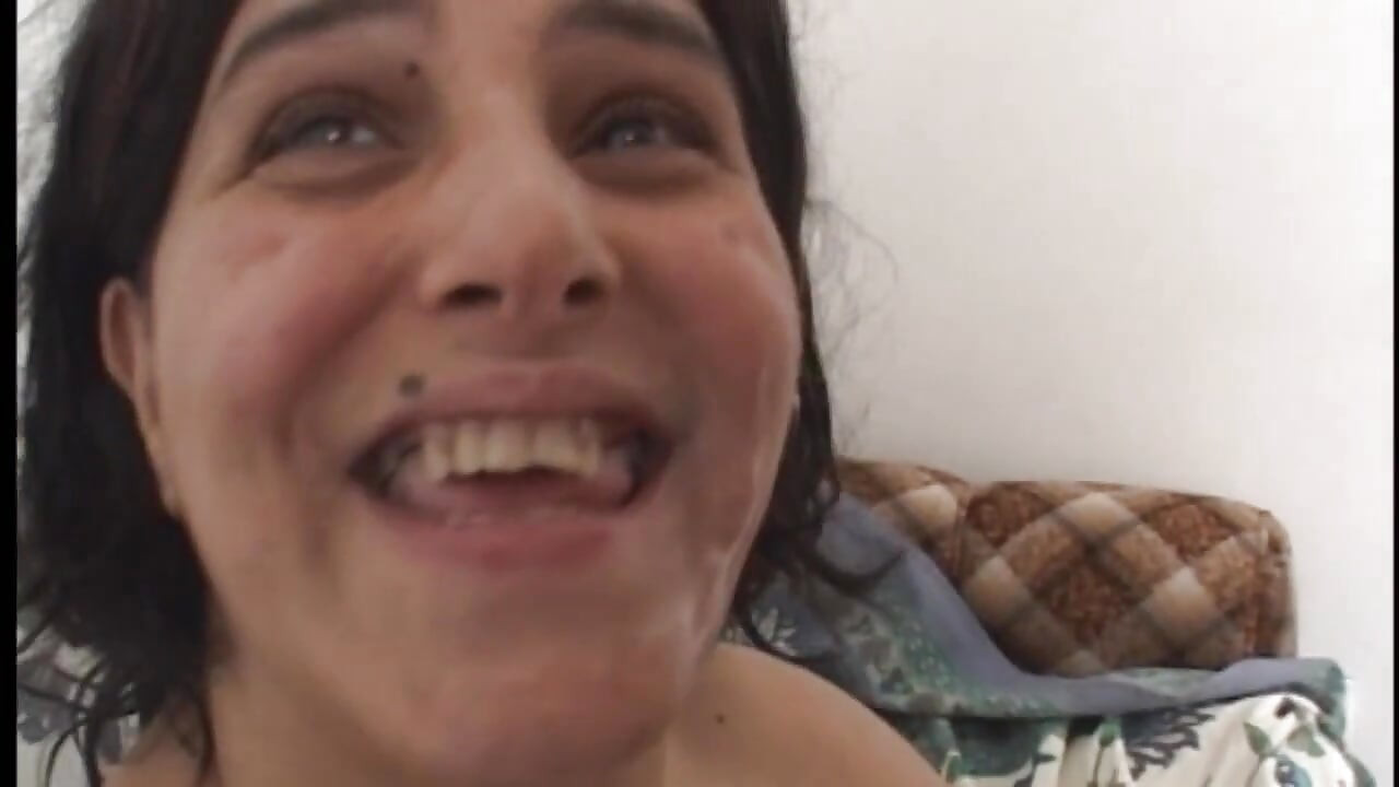 Chunky amateur brunette gets busy with two cocks