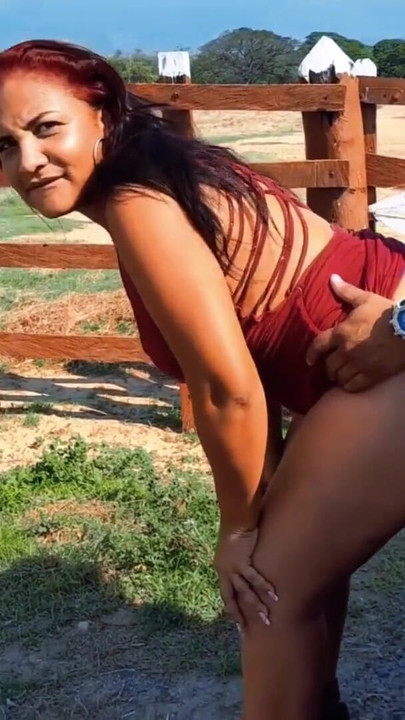 Powerful moment from "Outdoor sex and exhibitionism. Colombian mature flashes on the road and has sex in public"