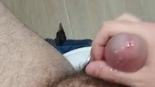 Sneaky wank and big cum