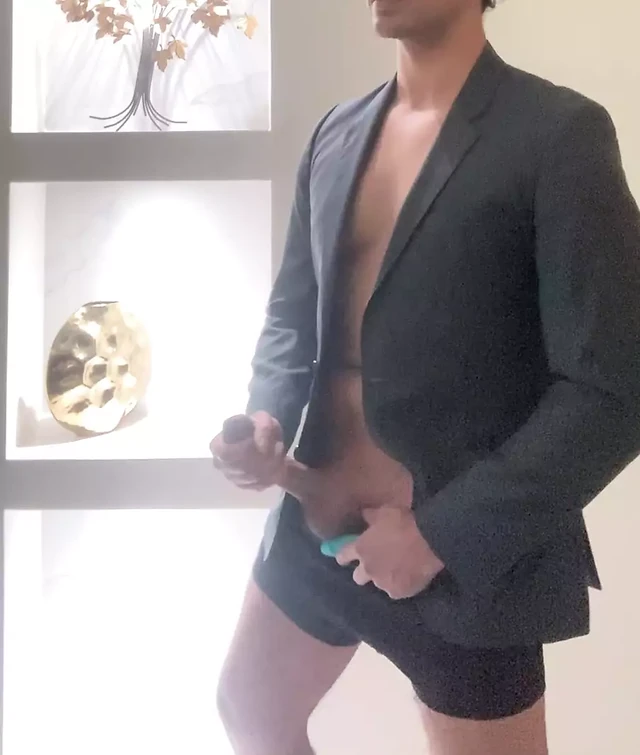 Pleasing my dick with a toy