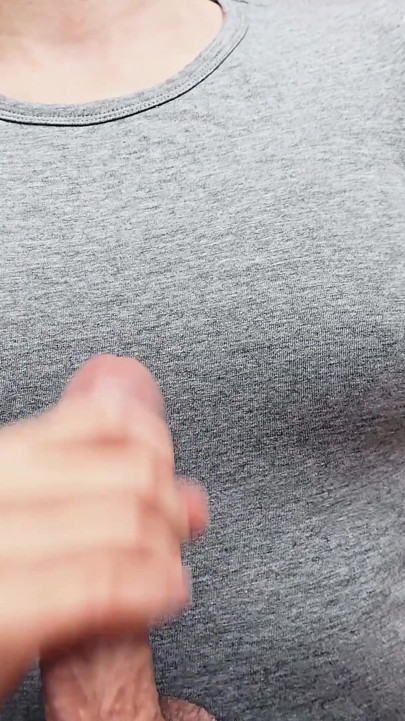 Hot Cumshot on My New Gray T-shirt!