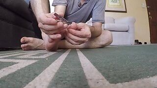 cutting my toe nails for you close up