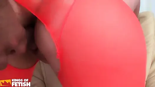 Teen with Orange Stockings Gets Her Pussy Eaten and Pounded by a Man wit...