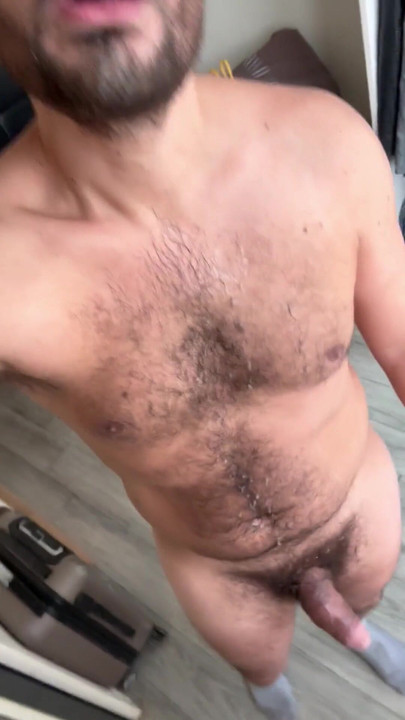 Cumshot on my hairy body | Clip 1