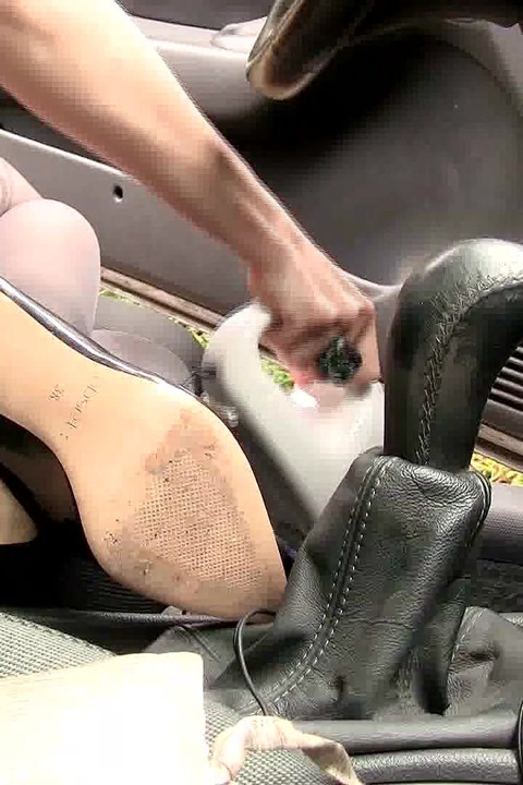 Hoovering My Car in High Heels and Jeans Shorts