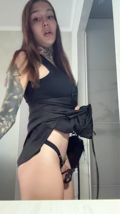 Penis cage under skirt