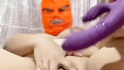 Wife watches our sex video while she does dildo