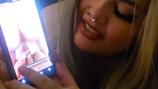 Watching me cuck him during SPH & light CBT! Flat pink pussy chastity for cuckie lol