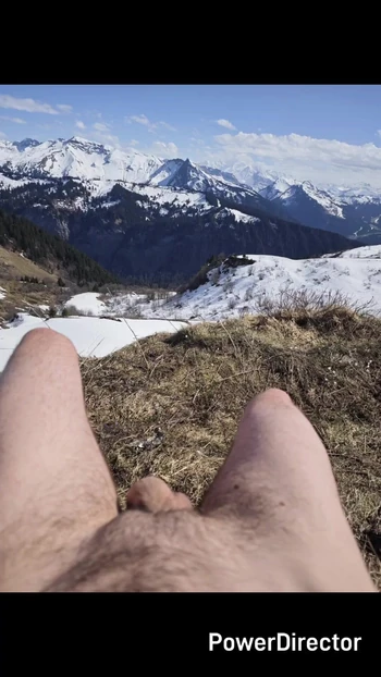 Key moment from "Walking naked in an open field near some houses barefoot in the snow - naked walker"
