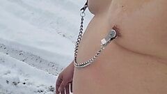 Slave naked in snow