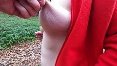 Nipple pulling and tit slapping in the woods