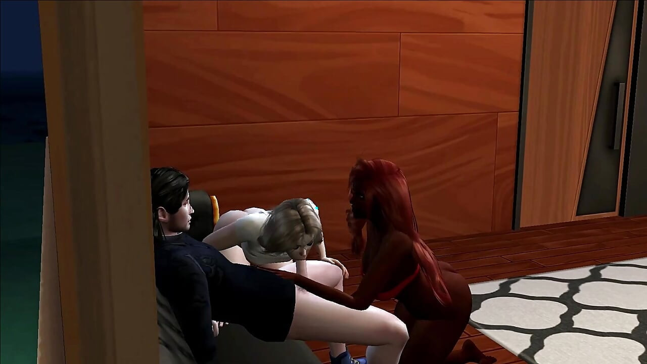 スリーサム、ブルネット、トランス、ブロンドの女の子、そしてトランス