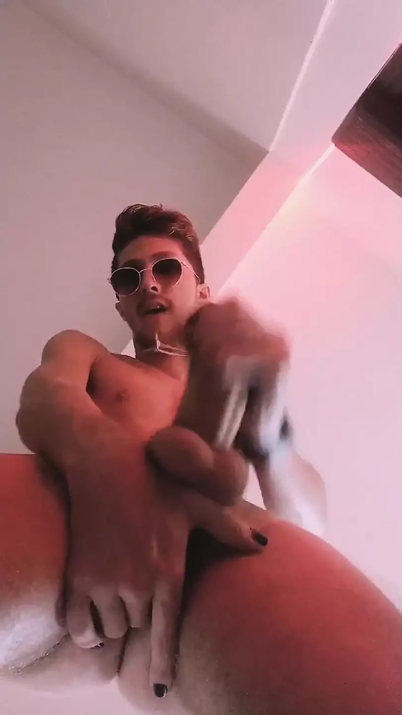 white new boy's dick filled with cum