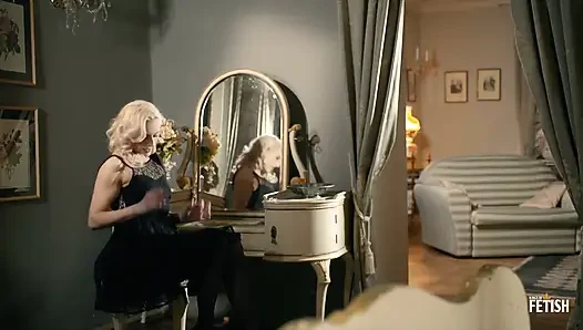Tattooed women have romantic sex with her husband on the bed