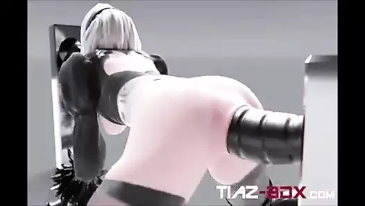 2B Fucked By Massive Dildos in Both End