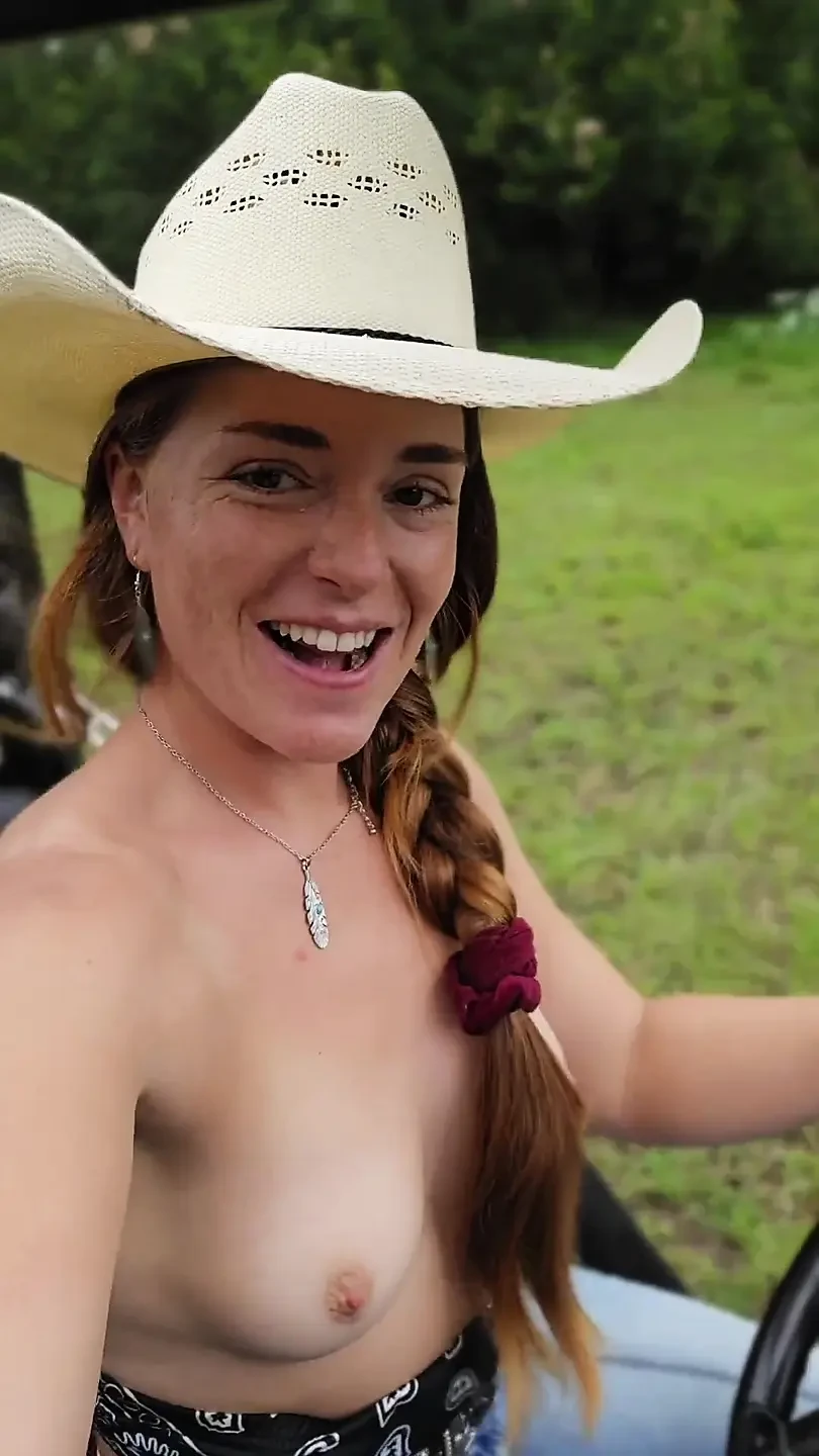Driving Around My Farm Topless!