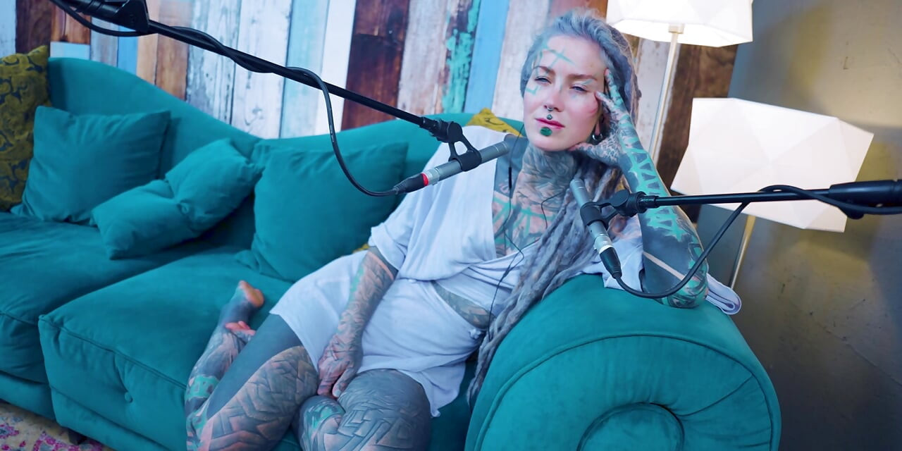 I talk about G - Grattitude- ASMR podcast SFW talking goth skinny girl dreadlocks tattoo model inked girl