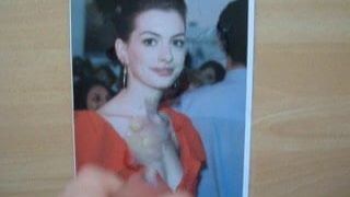 Anne Hathaway Cum Tribute (Red Dress Cleavage)