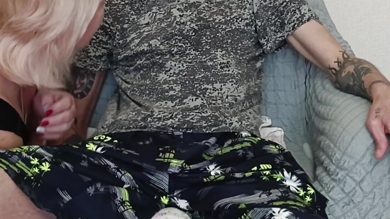 Stepmom Sucks Cock After Work and Gets a Portion of Cum in Her Mouth
