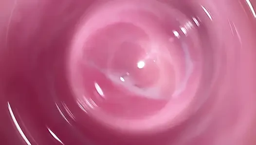 Camera deep inside Mia's teen creamy pussy