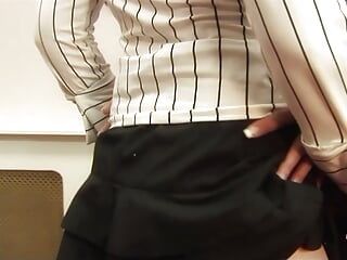 Breaking the office dress code ends with the lesbian being disciplined by her blonde boss