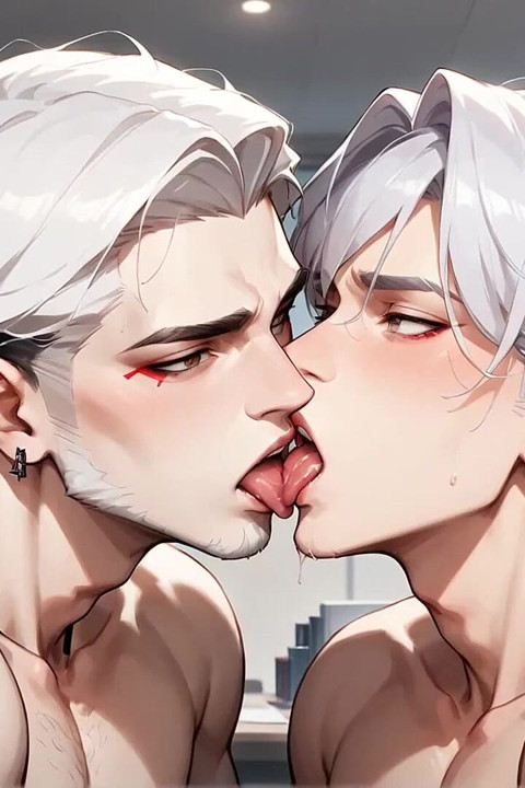 The Sexy, White-haired Guy Drenches the Cubicle with Cum, Turning It Into a Sequence of Muscular, Crazy Orgies!