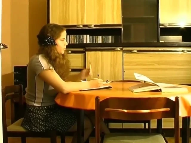 Sweet French teen fucking with two dudes after doing homework