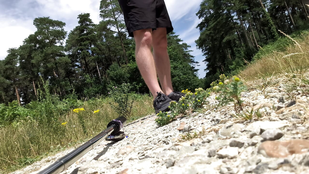 Ana yol üzerinde çıplak orman yürüyüşü