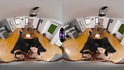 İki azgın sürtük onları gözetledikten sonra onu aptal sikiyor - tmwvrnet