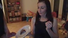 British amateur enjoys some cum on her chocolate cake
