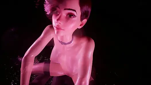 Schöne junge frau in einem mystischen kerker gefickt