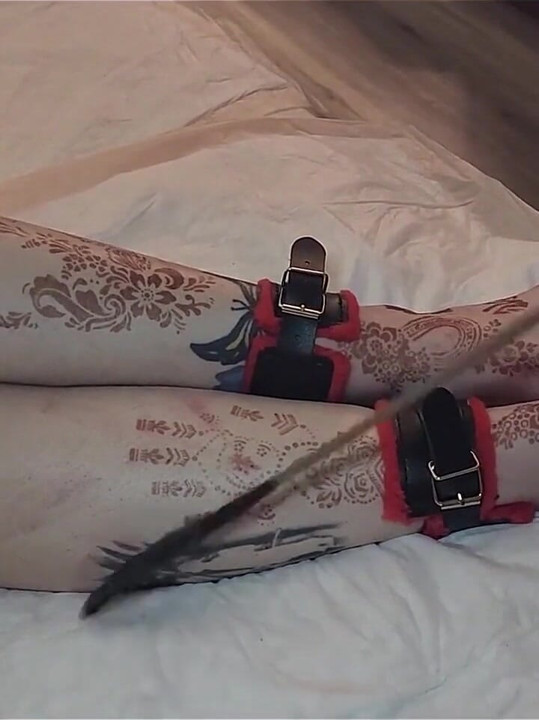 My Beautiful Size 13 Womens Feet and Long Legs Being Flogged and Whipped with a Belt and Crop While Tied Together with Manacles