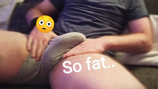 Daddy strokes his fat cock looking at your nudes