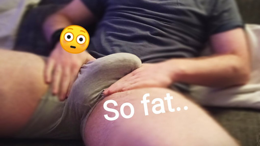 Daddy strokes his fat cock looking at your nudes