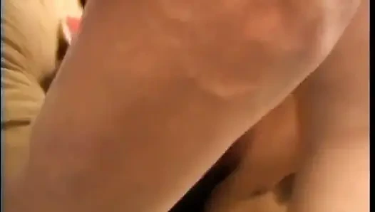 Brunette takes facial after gagging mutant cock in the house