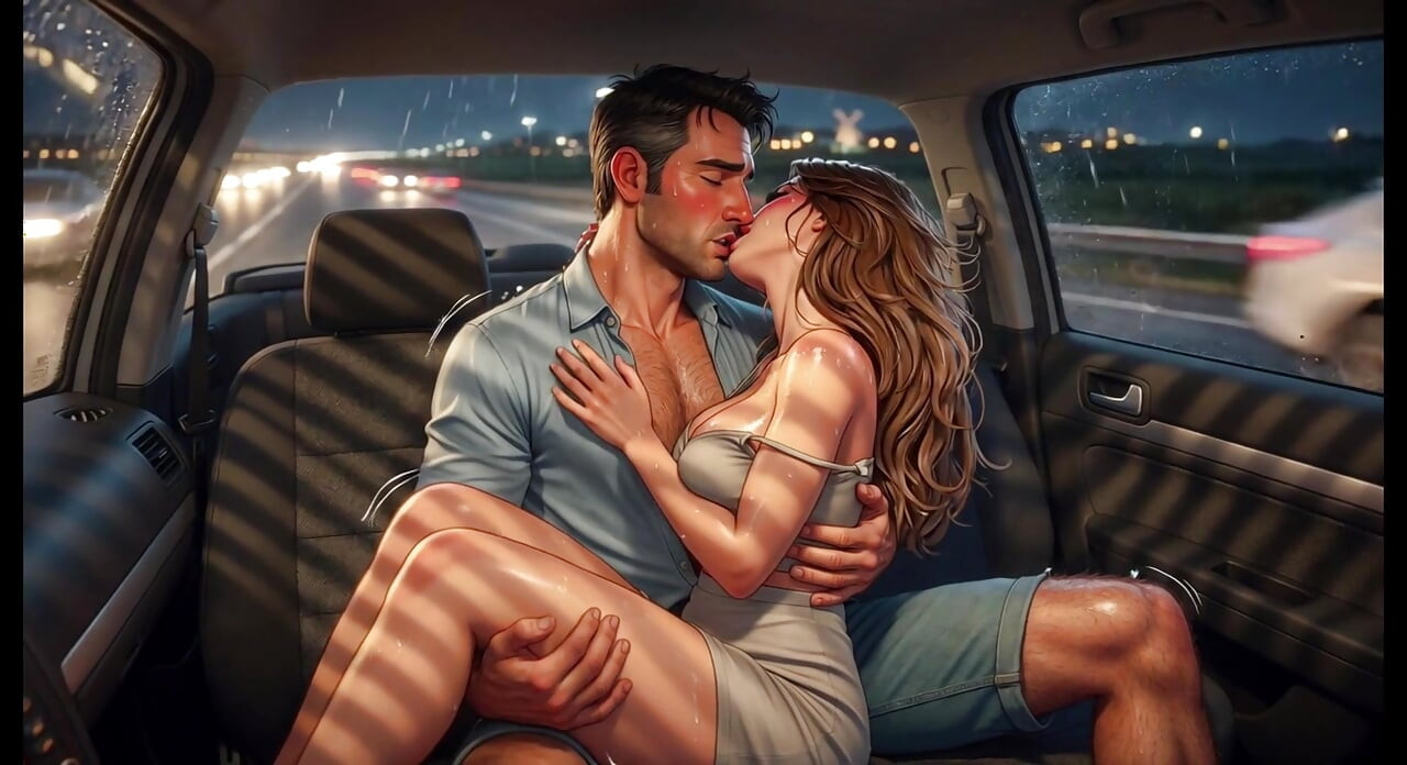Midnight Drive Memicu Gairah Antara Teman Keluarga Lama (AI yang dihasilkan)