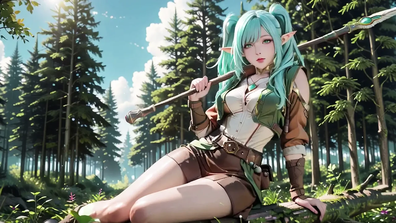 Forest Fantasy! Blue Elf Kneeling, Green Elf Teasing, Sun-Dappled Magic & Wand Play.